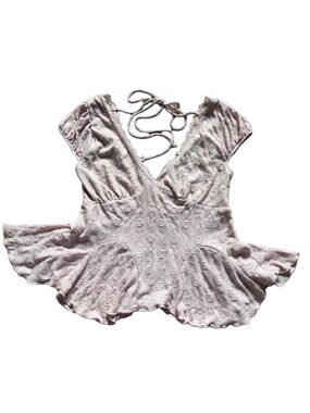 H+H by Heart & Hips Mauve Pink Eyelet Babydoll Top Size S Coquette Cottagecore